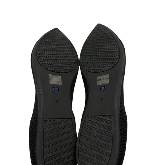 Rothy’s The Point Black Solid Flat Slip On Shoes Size 9