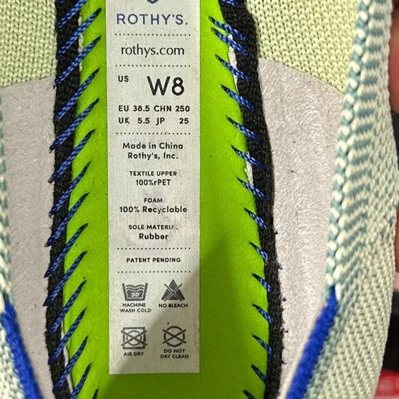 Rothy's The Point Flat Pointed Toe Mint Green Rare Knit Shoes Womens Size 8