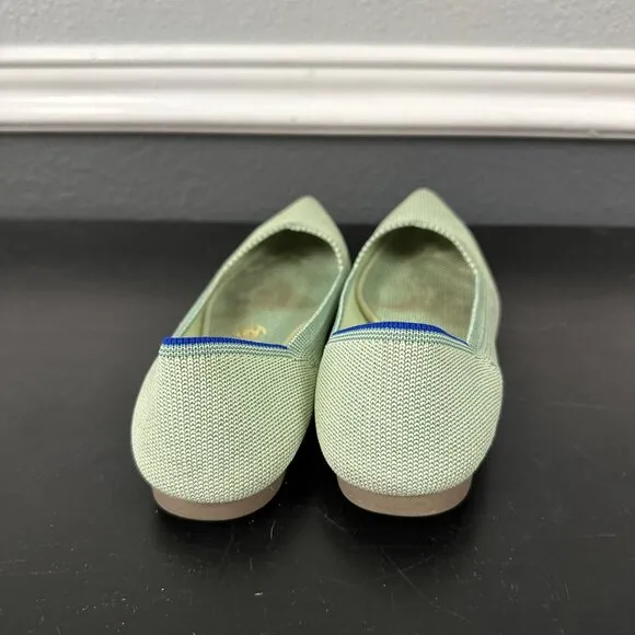 Rothy's The Point Flat Pointed Toe Mint Green Rare Knit Shoes Womens Size 8