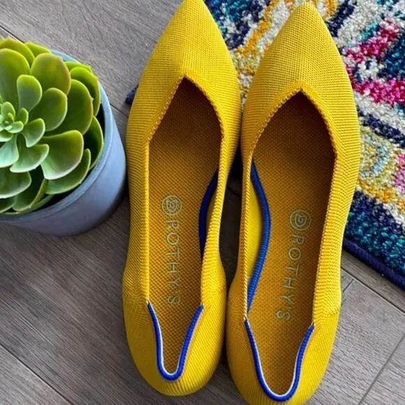 Rothys the point marigold yellow size 6 woman’s flat shoes