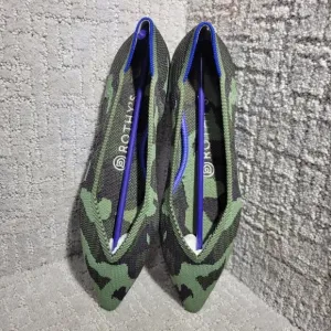 Rothy's The Point Olive Camo Green Pointed Toe Flat Shoes Multiple Sizes