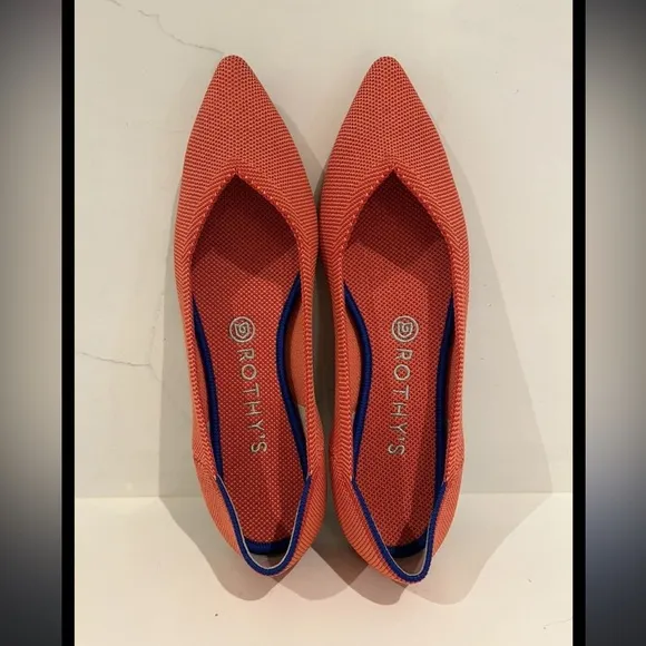 Rothy’s The Point Rare Retired Orange Persimmon Flat- Size 8