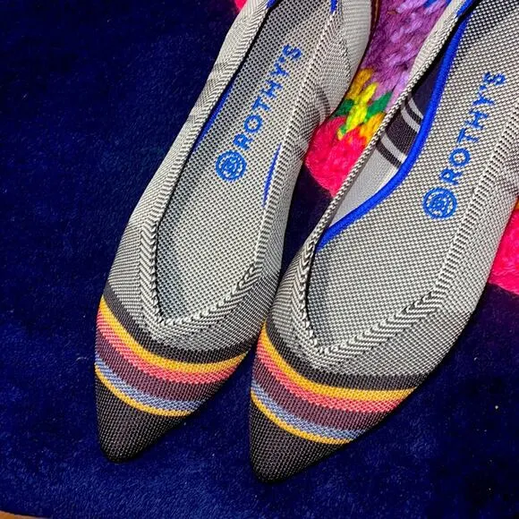 Rothy’s the point retired inverse striped size 9.5 woman’s flat shoes