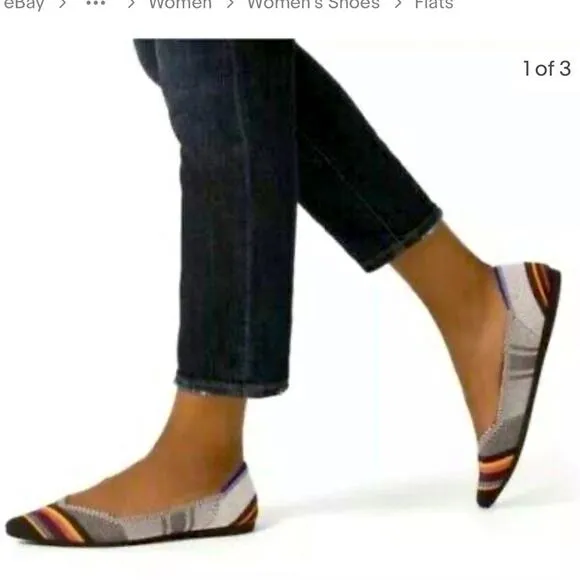 Rothy’s the point retired inverse striped size 9.5 woman’s flat shoes