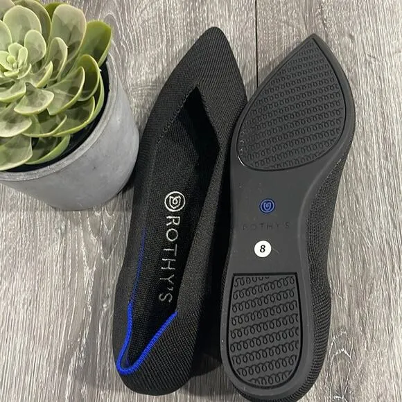 Rothy’s the point size 8 woman’s black flat  shoes