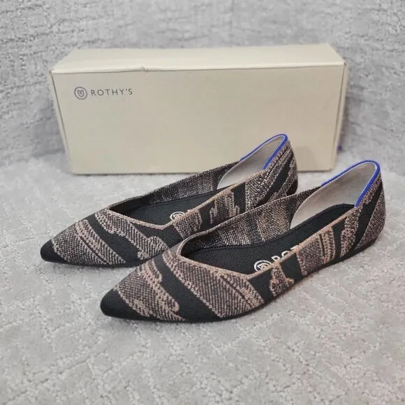 Rothy's The Point Women's Size 7 US Golden Shimmer Pointy Slip on Flat Shoes