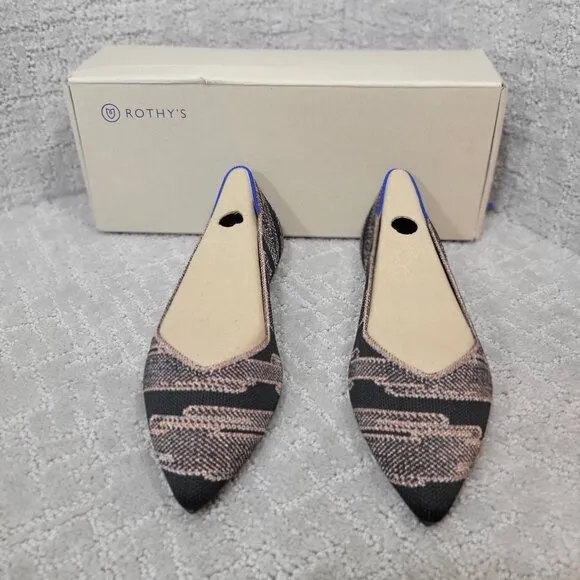 Rothy's The Point Women's Size 7 US Golden Shimmer Pointy Slip on Flat Shoes