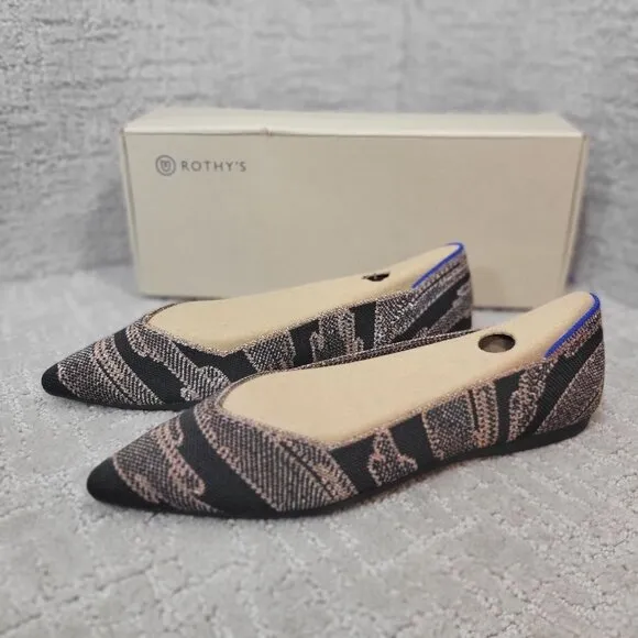 Rothy's The Point Women's Size 7 US Golden Shimmer Pointy Slip on Flat Shoes