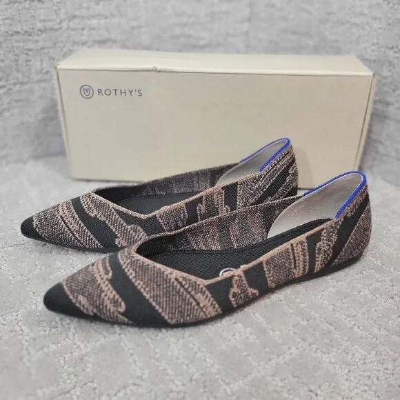 Rothy's The Point Women's Size 7 US Golden Shimmer Pointy Slip on Flat Shoes
