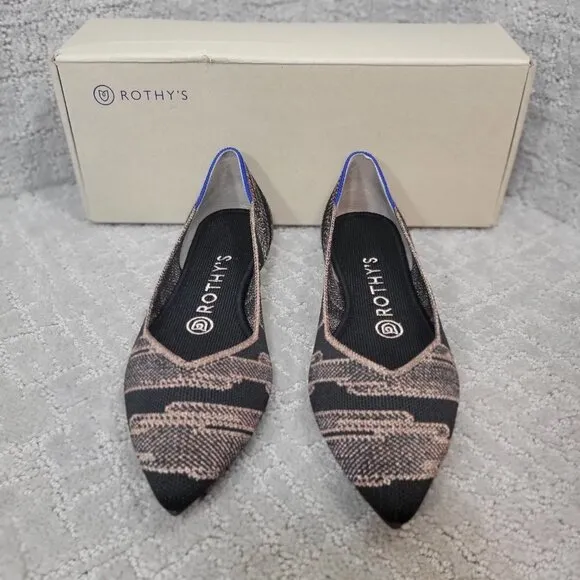 Rothy's The Point Women's Size 7 US Golden Shimmer Pointy Slip on Flat Shoes