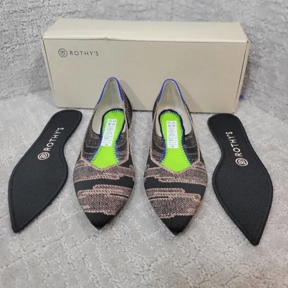 Rothy's The Point Women's Size 7 US Golden Shimmer Pointy Slip on Flat Shoes