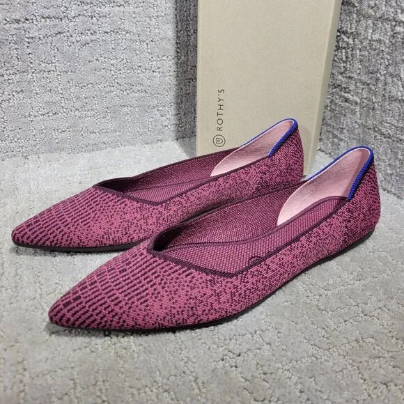 Rothys The Point Women's Size 9 US Fig Phyton Pointed Toe Slip on Flats Shoes