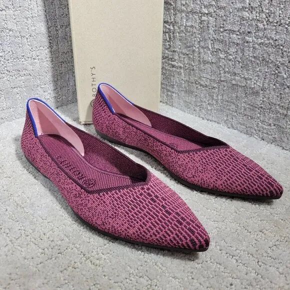 Rothys The Point Women's Size 9 US Fig Phyton Pointed Toe Slip on Flats Shoes