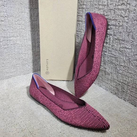 Rothys The Point Women's Size 9 US Fig Phyton Pointed Toe Slip on Flats Shoes