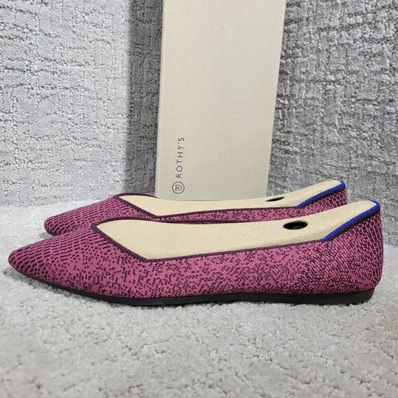 Rothys The Point Women's Size 9 US Fig Phyton Pointed Toe Slip on Flats Shoes