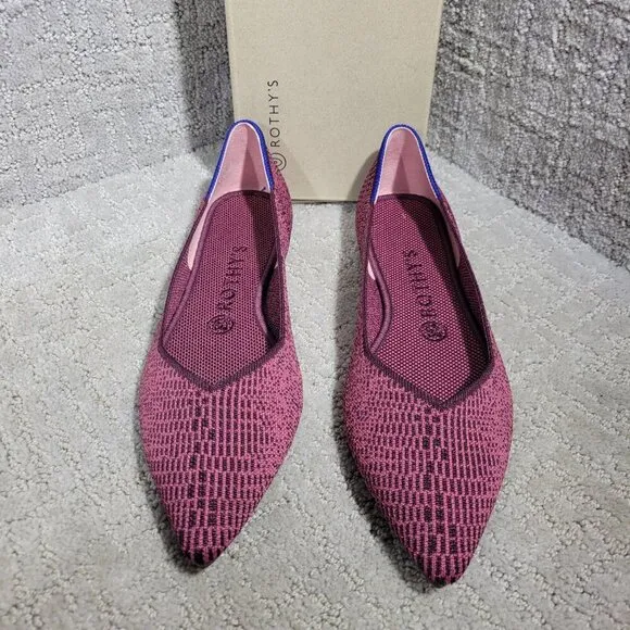 Rothys The Point Women's Size 9 US Fig Phyton Pointed Toe Slip on Flats Shoes