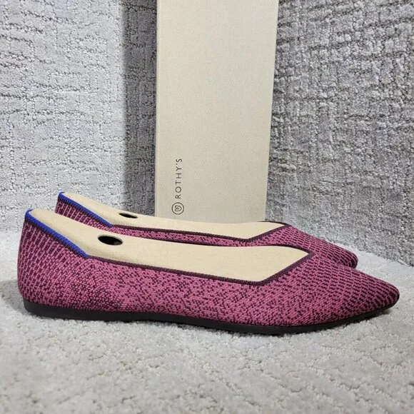 Rothys The Point Women's Size 9 US Fig Phyton Pointed Toe Slip on Flats Shoes