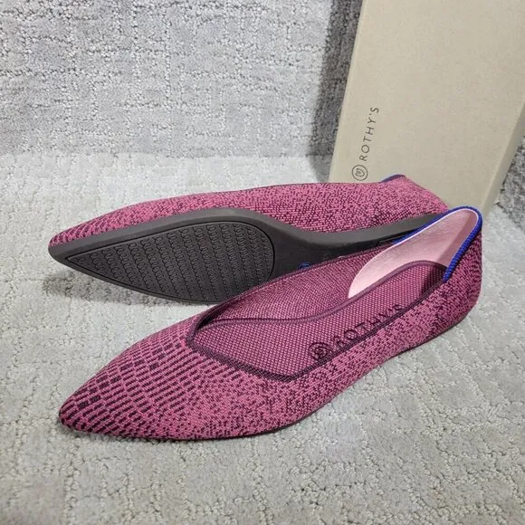 Rothys The Point Women's Size 9 US Fig Phyton Pointed Toe Slip on Flats Shoes