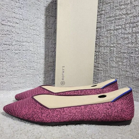 Rothys The Point Women's Size 9 US Fig Phyton Pointed Toe Slip on Flats Shoes
