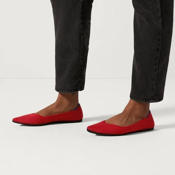 Rothy's The Pointed Toe Ballet Flat Slip On Bright Red Size W13 NWOB
