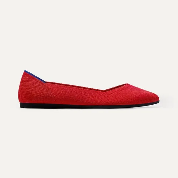 Rothy's The Pointed Toe Ballet Flat Slip On Bright Red Size W13 NWOB