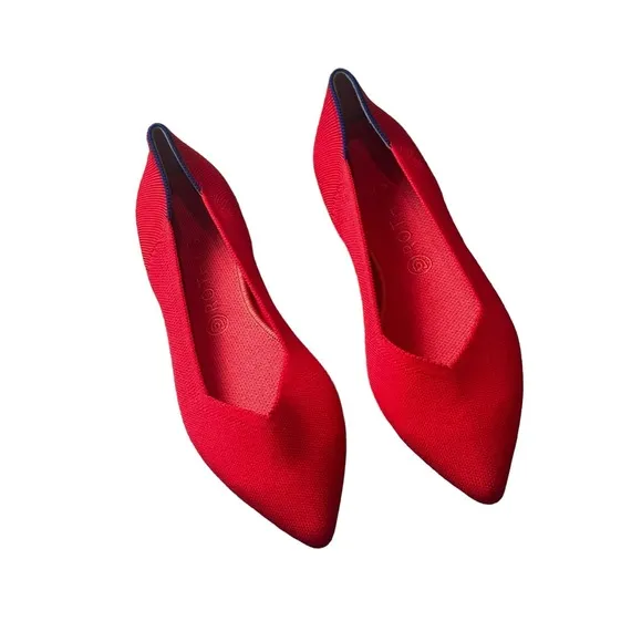 Rothy's The Pointed Toe Ballet Flat Slip On Bright Red Size W13 NWOB