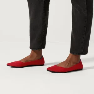 Rothy's The Pointed Toe Ballet Flat Slip On Bright Red Size W13 NWOB