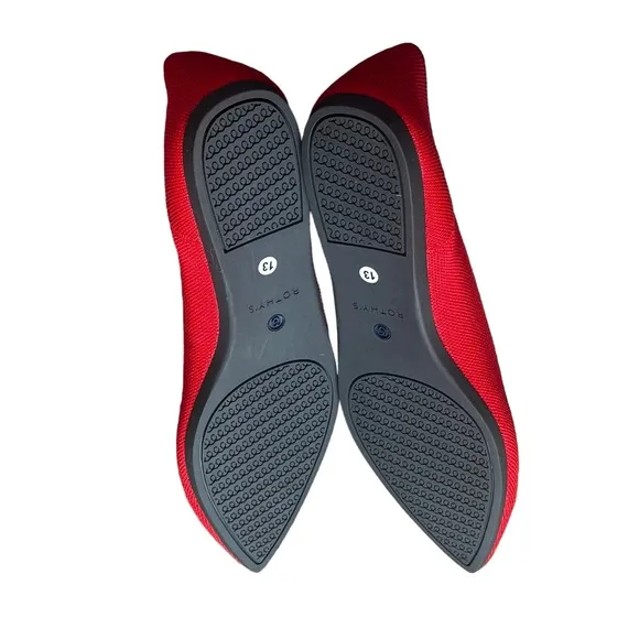 Rothy's The Pointed Toe Ballet Flat Slip On Bright Red Size W13 NWOB
