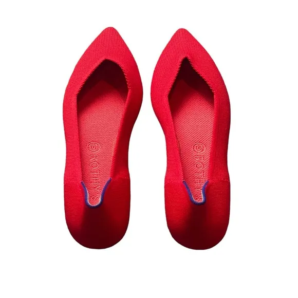 Rothy's The Pointed Toe Ballet Flat Slip On Bright Red Size W13 NWOB