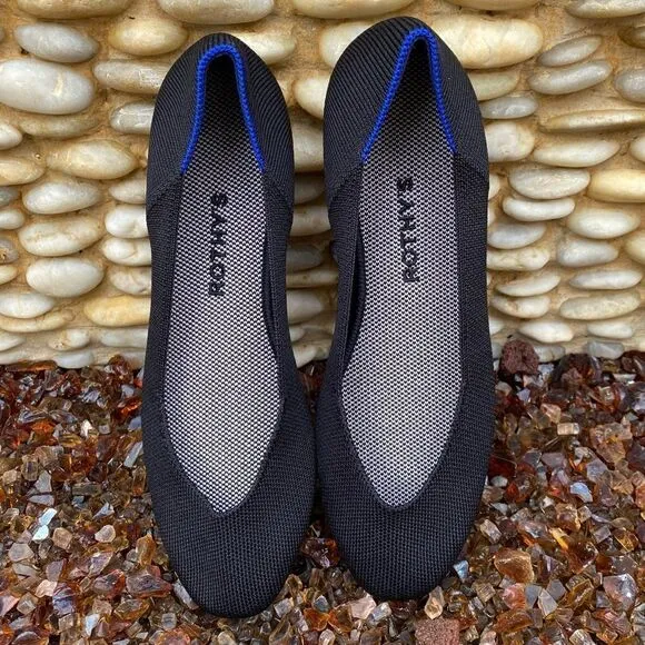 Rothy's The Square Black Women's Slip On Flat Shoes. Size 8.  NWOT!