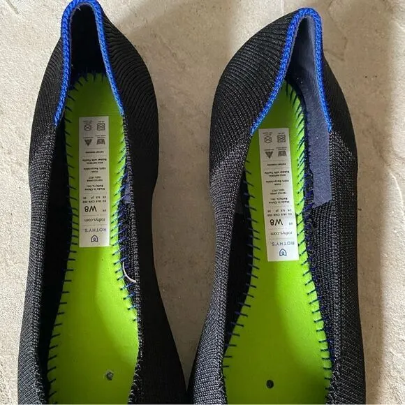 Rothy's The Square Black Women's Slip On Flat Shoes. Size 8.  NWOT!