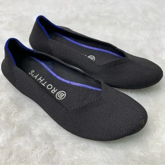 Rothy’s Women's The Flat Black Round Toe Ballerina Shoes Size 8