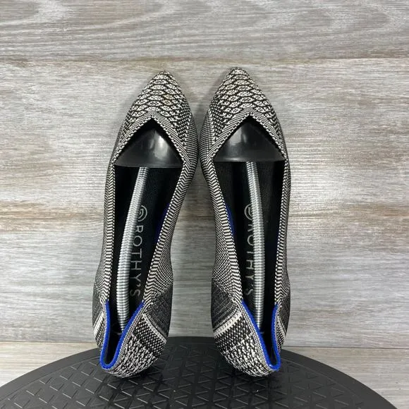 Rothy's Women's The Point Black &amp; White Python Slip On Flat Shoes Size 8