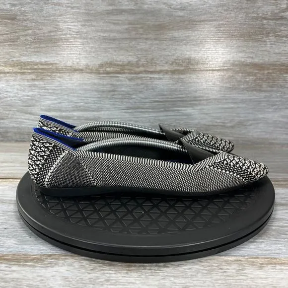 Rothy's Women's The Point Black &amp; White Python Slip On Flat Shoes Size 8