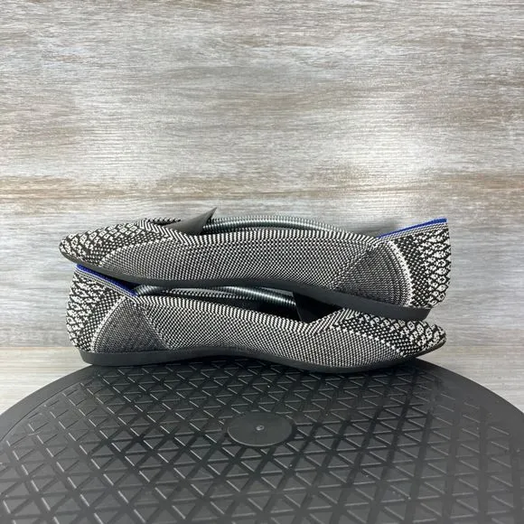 Rothy's Women's The Point Black &amp; White Python Slip On Flat Shoes Size 8