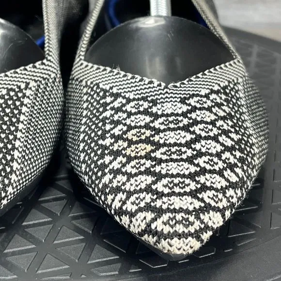 Rothy's Women's The Point Black &amp; White Python Slip On Flat Shoes Size 8