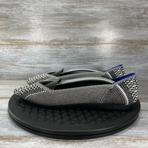 Rothy's Women's The Point Black &amp; White Python Slip On Flat Shoes Size 8