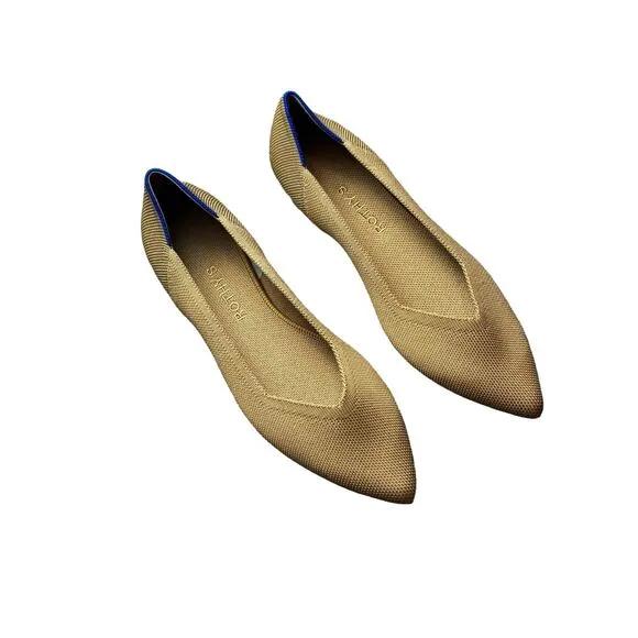 Rothy's Women's The Point Flat Beige Tortoise Sole Shoes Size 10 NWOT
