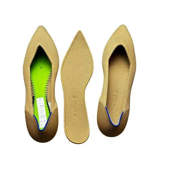 Rothy's Women's The Point Flat Beige Tortoise Sole Shoes Size 10 NWOT