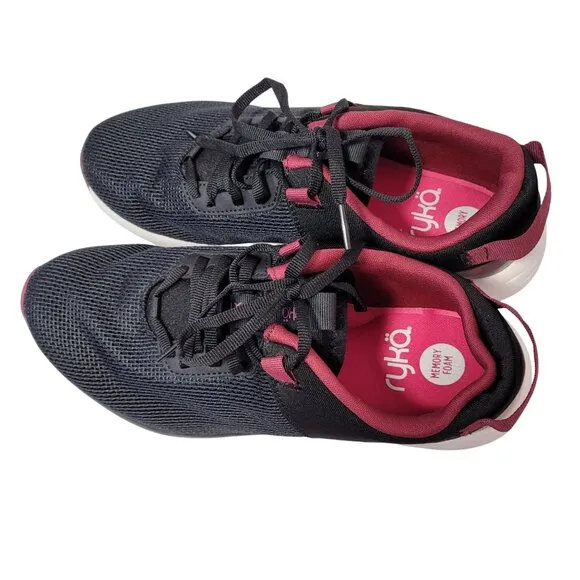 Ryka Women's Persist XT Slip-On Sneakers Size 8 Black/Red Running Shoes