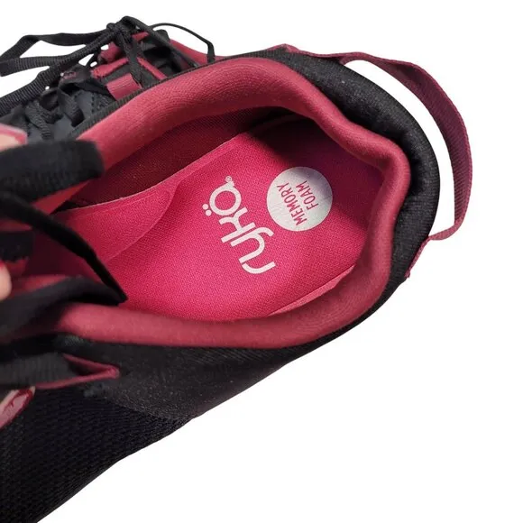 Ryka Women's Persist XT Slip-On Sneakers Size 8 Black/Red Running Shoes