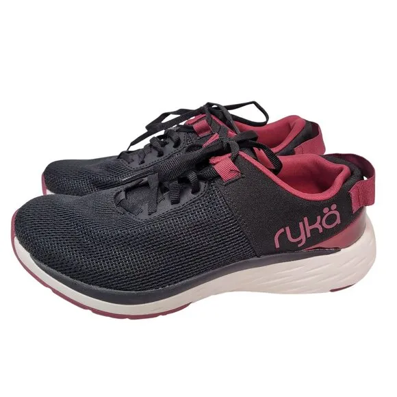 Ryka Women's Persist XT Slip-On Sneakers Size 8 Black/Red Running Shoes