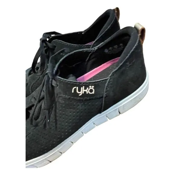 Ryka Haiku Sneaker Black Suede Comfort Casual Sporty Lug Sole 10
