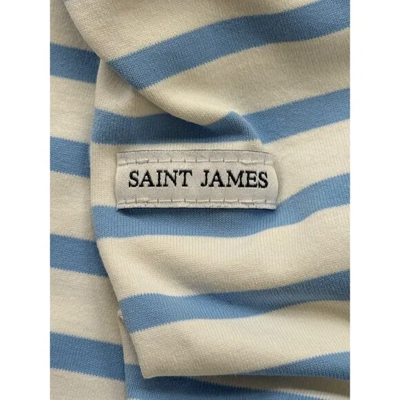 Saint James Womens Dress Blue White Striped Boat Neck 3/4 Sleeve Size XS/S