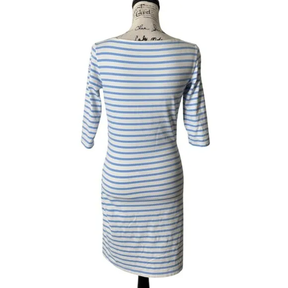 Saint James Womens Dress Blue White Striped Boat Neck 3/4 Sleeve Size XS/S