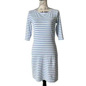 Saint James Womens Dress Blue White Striped Boat Neck 3/4 Sleeve Size XS/S