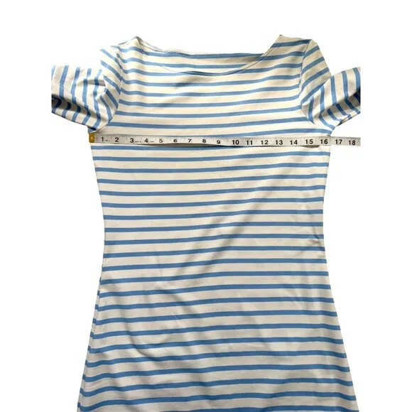 Saint James Womens Dress Blue White Striped Boat Neck 3/4 Sleeve Size XS/S