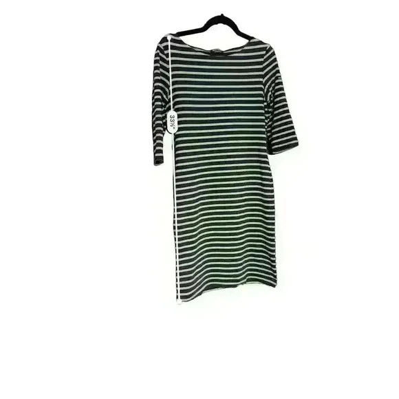 Saint James Women's Striped Dress Size 8 Green Navy Knee Length Casual