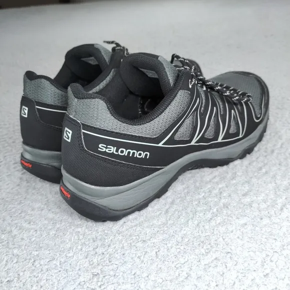 Salomon Aramis Hiking Shoes Mens 10 US Gray Black Blue Outdoor Walking EUC