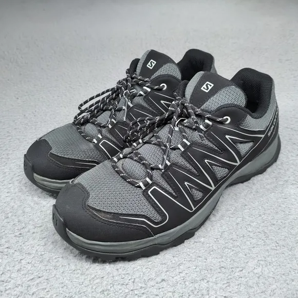 Salomon Aramis Hiking Shoes Mens 10 US Gray Black Blue Outdoor Walking EUC